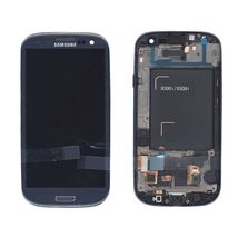 Матриця з тачскріном (модуль) для Samsung Galaxy S3 Duos GT-I9300I синій з рамкою