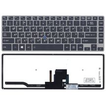 Клавіатура для ноутбука Toshiba Tecra (Z40) з підсвічуванням (Light), з вказівником (Point Stick) Black, Gray Frame RU