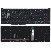 Клавиатура для ноутбука Acer Predator Helios 300 PH315-52 с подсветкой (White Light), Black, (No Frame), RU. Внимание, узкий шлейф!