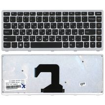 Клавіатура для ноутбука Lenovo IdeaPad (U410) Black, (Silver Frame), RU