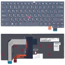 Клавиатура для ноутбука Lenovo Thinkpad T460S с подсветкой (Light), с указателем (Point Stick), короткий шлейф (Short Trail), Black, (No Frame), RU
